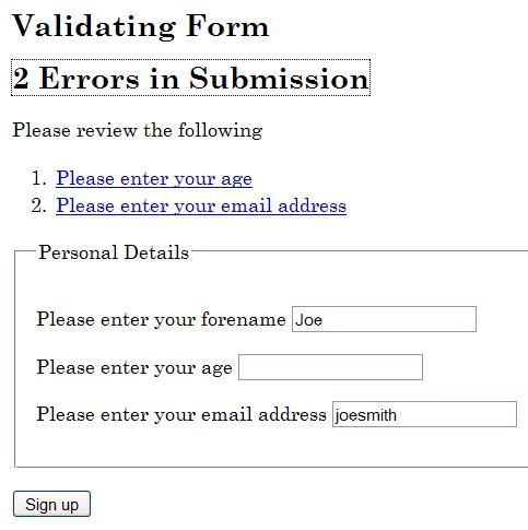 validation check javascript form list