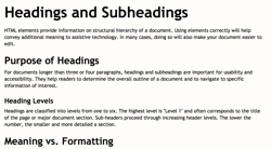Illustration of good heading structure, see below for detailed example