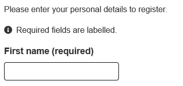 Example of field with text to mark required status