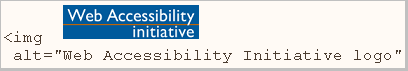 Bild von einem Logo; HTML Markup img alt='Web Accessibility Initiative logo'