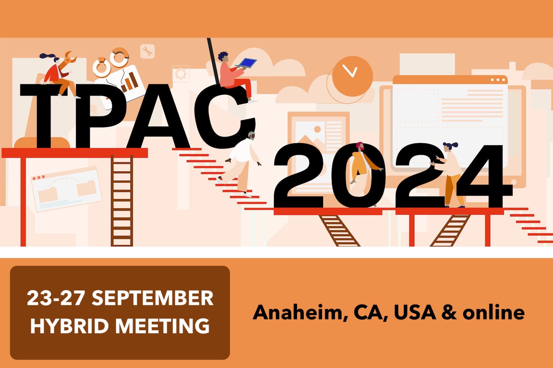 TPAC 2024 illustration with text: 23-27 September in Anaheim, California, USA and online